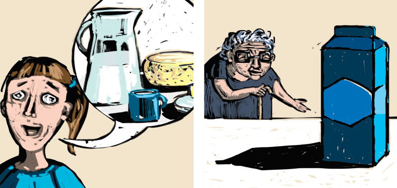 Comic story about country side, processed milk